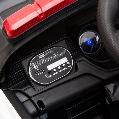 Police Sports Car Ride-On for Kids with Remote Control, LED Lights, Siren, and Microphone - 12V