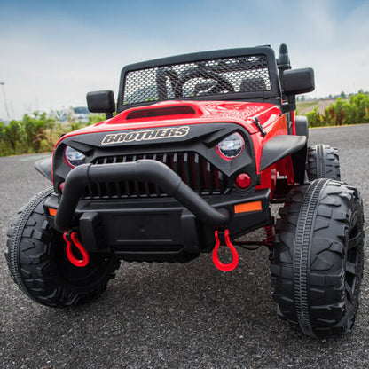 JEEP Dual Control Kids Electric Ride-On Car with Foot Pedal, LED Lights, Music Player, USB, Bluetooth