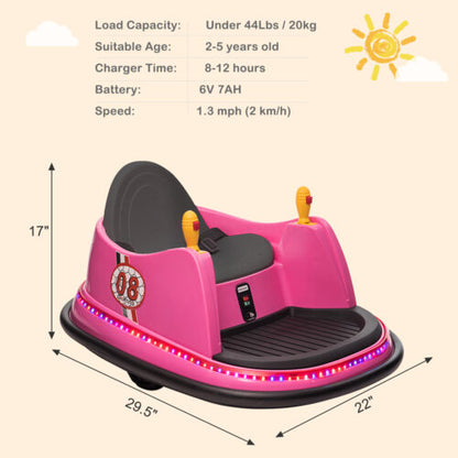 Stylish Pink 6V 7A.h Bumper Car for Endless Fun