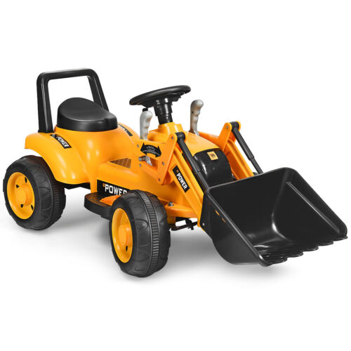 6V Battery Powered Kids Excavator Tractor with Digging Bucket - Yellow