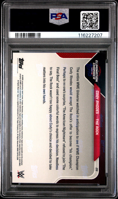 Graded 2025 Topps Now WWE Cody Rhodes/The Rock #26 Wrestling Card PSA 10 Gem Mint