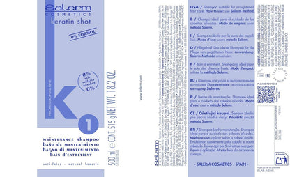 Salerm Keratin Shot Sulfate-Free Shampoo Hair Care 18 oz