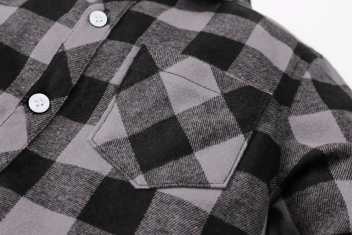SANGTREE Mens & Boys Plaid Shirt Long Sleeve Button Down Flannel Shirts, US 3 Months - Adult 9XL Youth 14-15 Years Gray Plaid 2 - # BOAA13510001