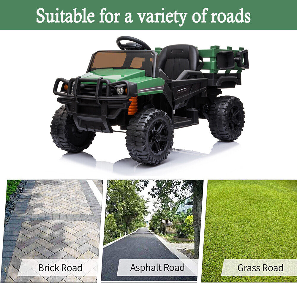 SEGMART 12V Ride-On Tractor Truck with RC Control and Trailer for Kids