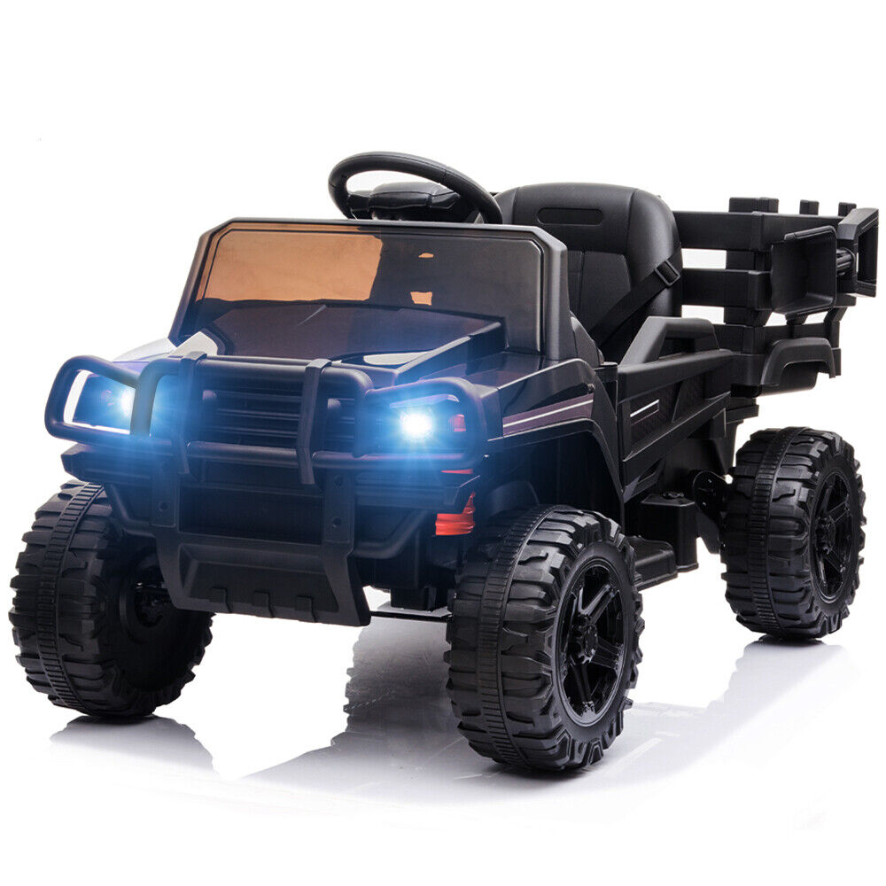 SEGMART 12V Ride-On Tractor Truck with RC Control and Trailer for Kids