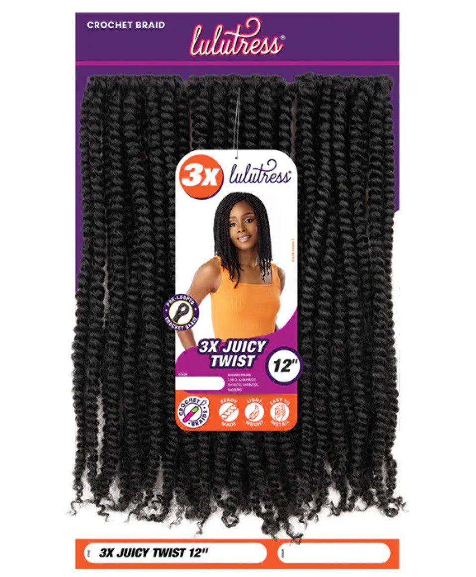 Sensationnel Lulutress Crochet Braiding Hair 3X Juicy Twist 12" Sm1B/350