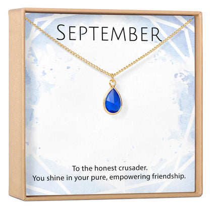 September Birthstone / Sapphire Crystal Charm Necklace