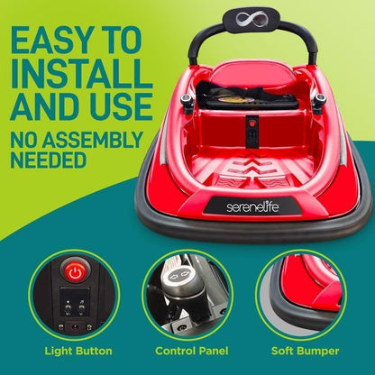 Electric Ride-On Bumper Car with Remote Control for Kids Ages 4-7, Red