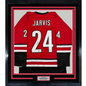 Framed Autographed/Signed Seth Jarvis 35x39 Carolina Red Hockey Jersey Beckett BAS COA