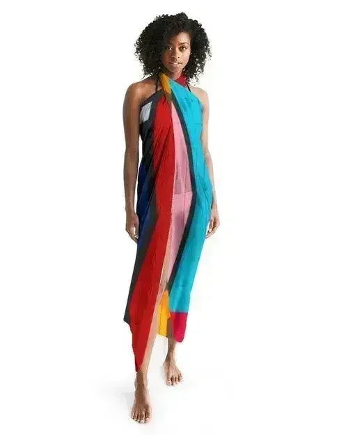 Sheer Colorblock Multicolor Swimsuit Cover Up