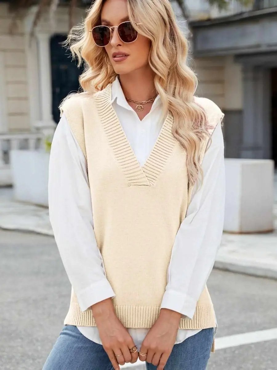 Sweater Vest - V-Neck Acrylic - Women's Layering Fashion