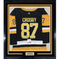 Framed Autographed/Signed Sidney Crosby 35x39 Pittsburgh Black Hockey Jersey PSA/DNA COA