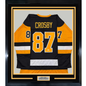 Framed Autographed/Signed Sidney Crosby 35x39 Pittsburgh Black Hockey Jersey PSA COA
