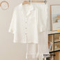 Silky Lace Ruffle Long Sleeves and Pants Pajama Set / White
