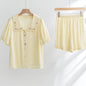 Silky Rose Cream Yellow Embroidered Nightgown Dress