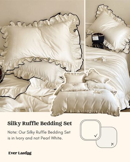 Silky Ruffle Bedding Set / Ivory White