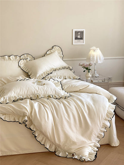 Silky Ruffle Bedding Set / Rust Pink