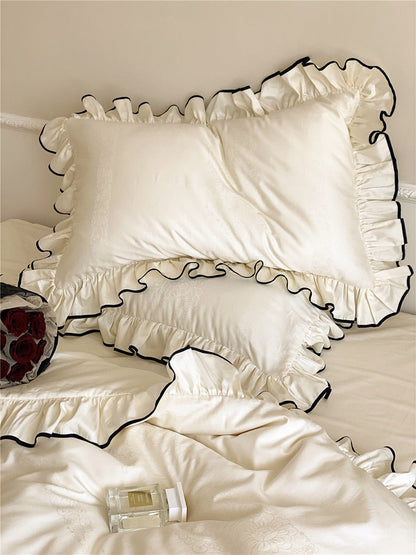 Silky Ruffle Bedding Set / Rust Pink