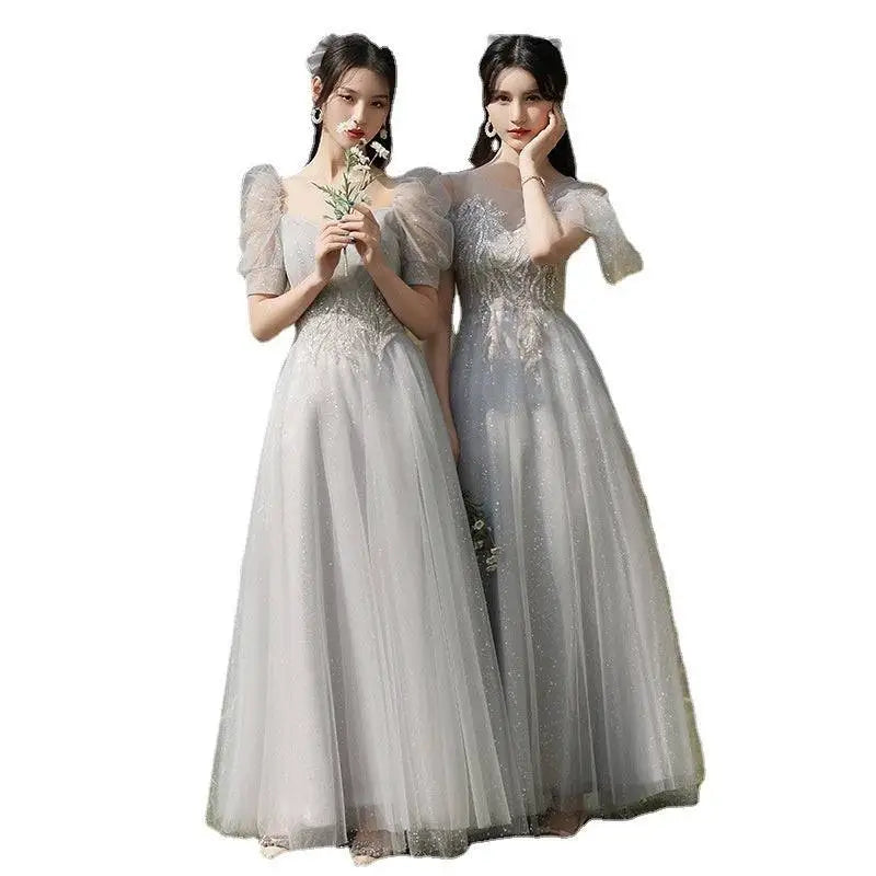 Silver Gray Tulle Beaded Dress Sisters Dress