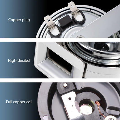Chrome Silvery Snail Horn with 130dB Loud Dual Electric Car and Train Sounds