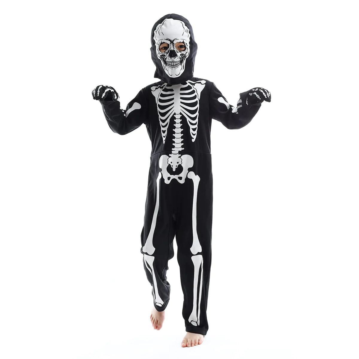 Sincere Party Kids Skeleton Costume | Glow in the Dark Skeletons | Halloween Skeleton Costumes | For Boys and Girls 7-9years | White Gid Skeleton -# BOAA111310001