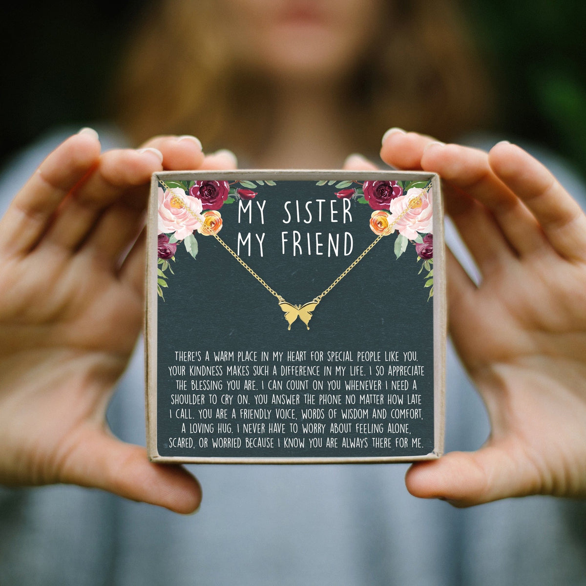 Sisters Butterfly Pendant Necklace