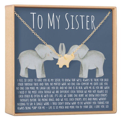 Sisters Elephant Pendant Necklace