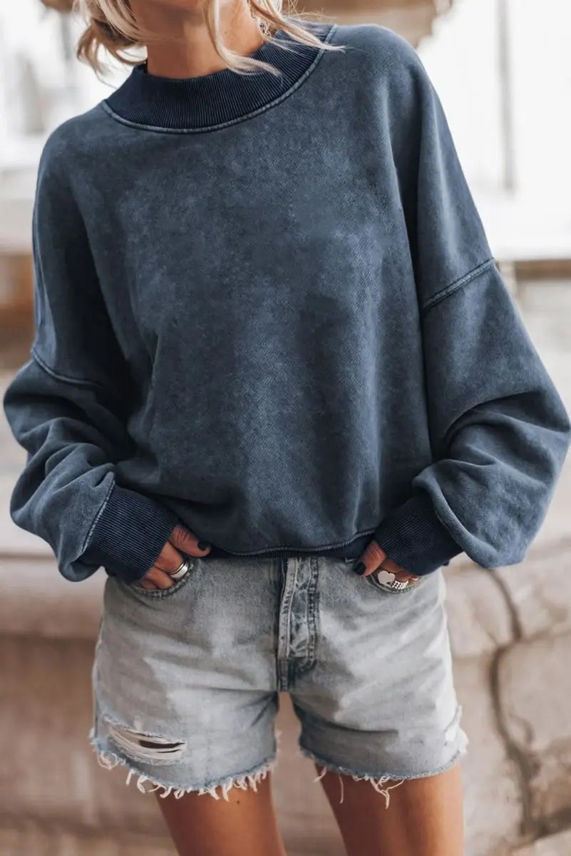 Sweaters Love Salve Sky Blue Sweatshirt Daily Wear Women's Pullover Soft, Casual