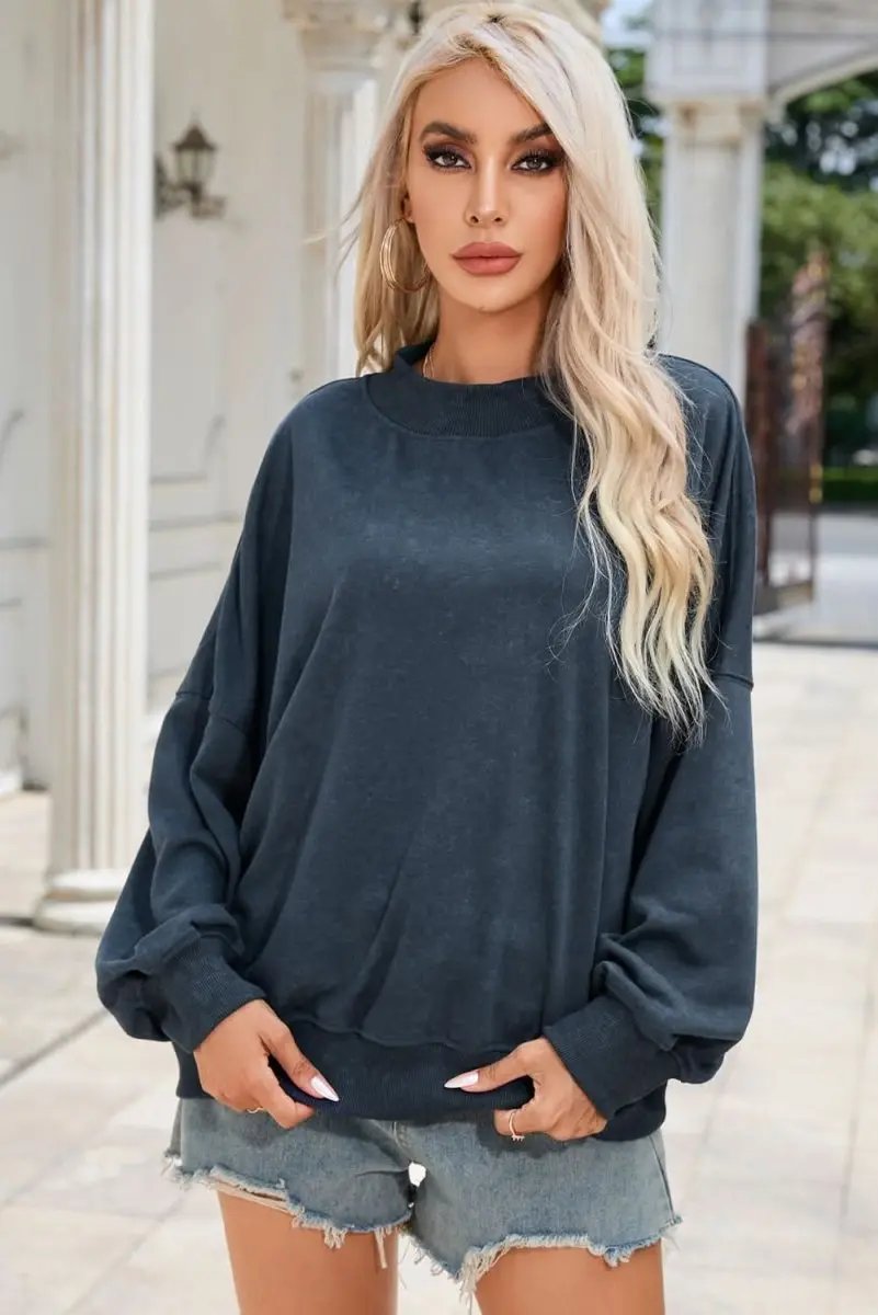 Sweaters Love Salve Sky Blue Sweatshirt Daily Wear Women's Pullover Soft, Casual