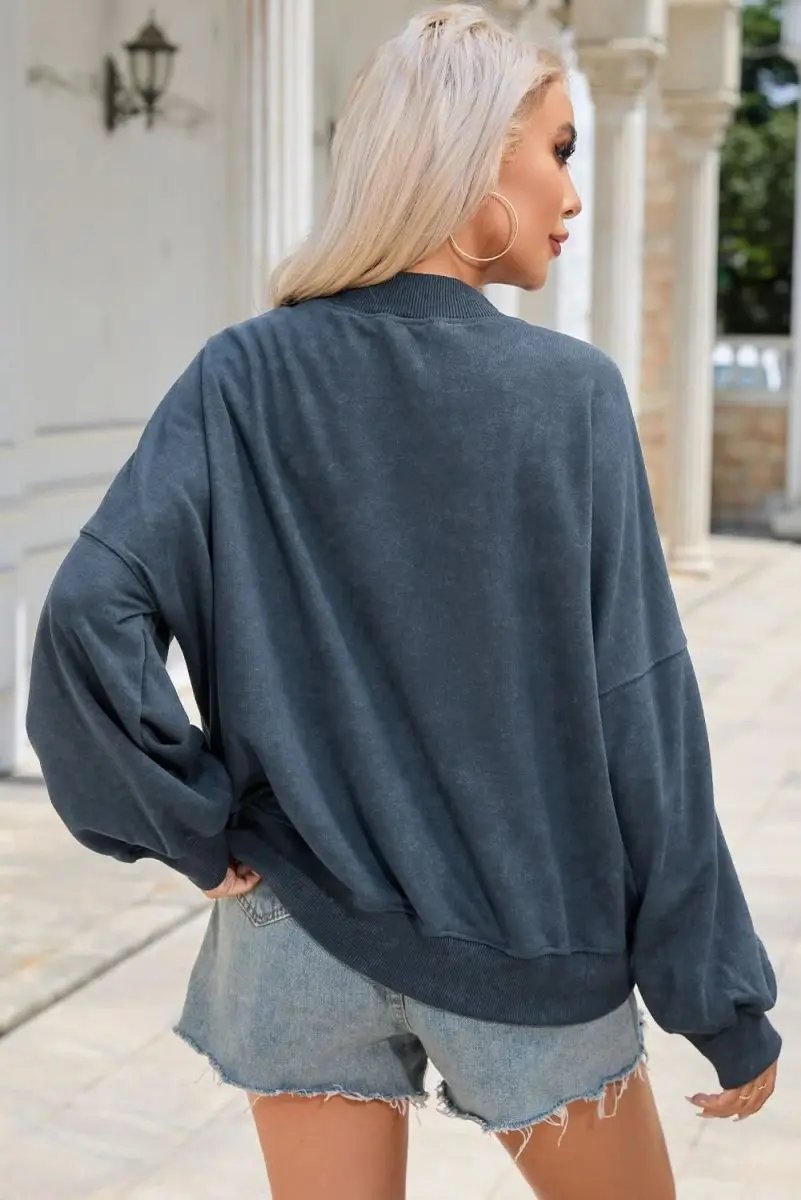 Sweaters Love Salve Sky Blue Sweatshirt Daily Wear Women's Pullover Soft, Casual