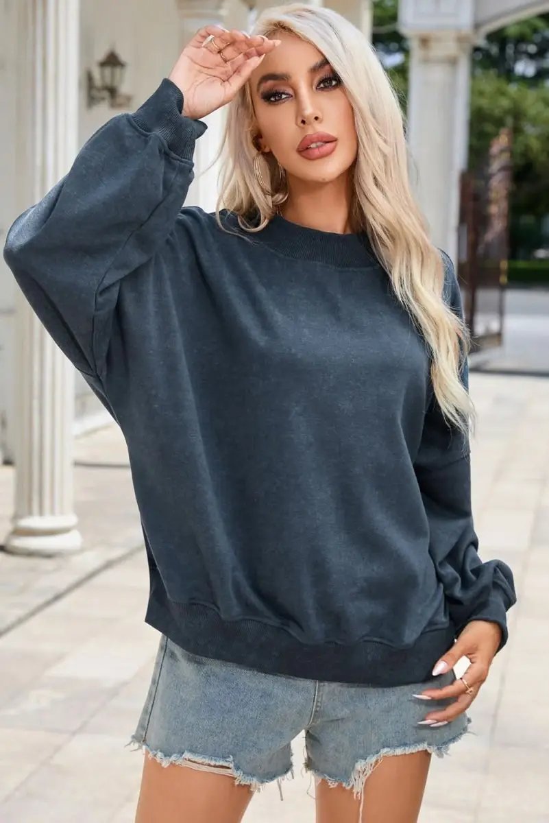 Sweaters Love Salve Sky Blue Sweatshirt Daily Wear Women's Pullover Soft, Casual