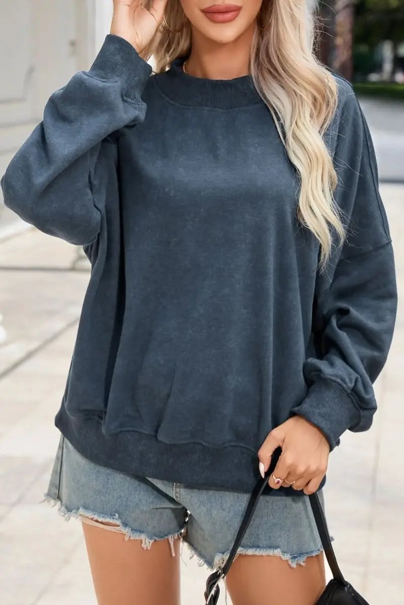 Sweaters Love Salve Sky Blue Sweatshirt Daily Wear Women's Pullover Soft, Casual