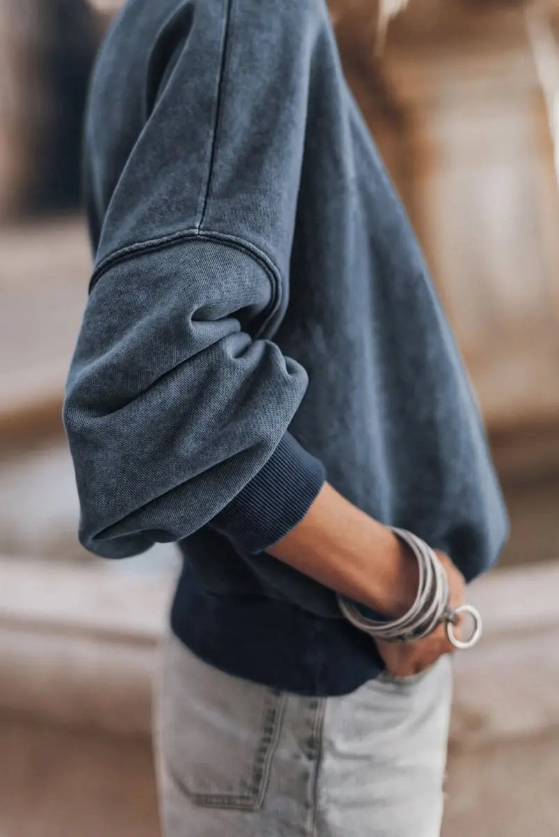 Sweaters Love Salve Sky Blue Sweatshirt Daily Wear Women's Pullover Soft, Casual