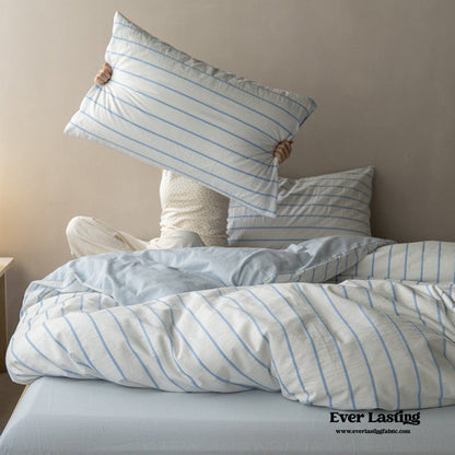 Skye Refreshing Striped Bedding Set / White