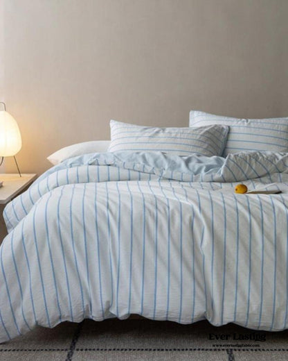 Skye Refreshing Striped Bedding Set / White