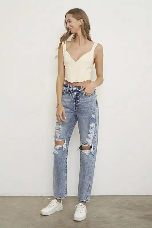 Women's Jeans Jeans - Comfortable Fit - Slim Boyfriend Style