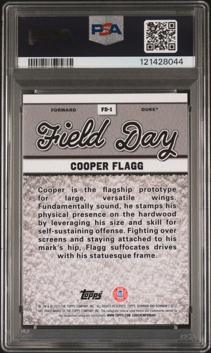 Graded 2024 Topps Bowman U Best Cooper Flagg #FD1 Field Day Rookie RC Basketball Card PSA 9 Mint