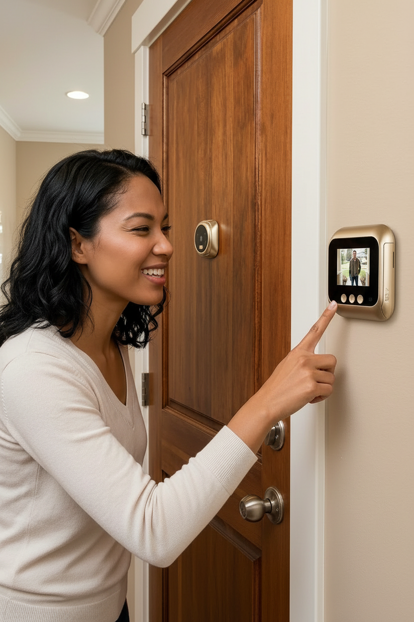 Gold Smart Cat Eye - 2.4 Inch LCD Security Smart Doorbell Peephole Camera | Home Security Night Vision Doorbell, Digital Door Viewer, Wireless Peephole Camera for Home Office