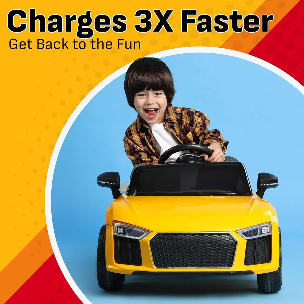 Dual Voltage Smart Charger for Kids' Ride-On Cars Compatible with 6V and 12V Batteries