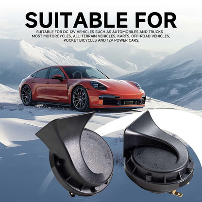 Universal 12V Electric Snail Horn for Cars and Motorcycles - Black