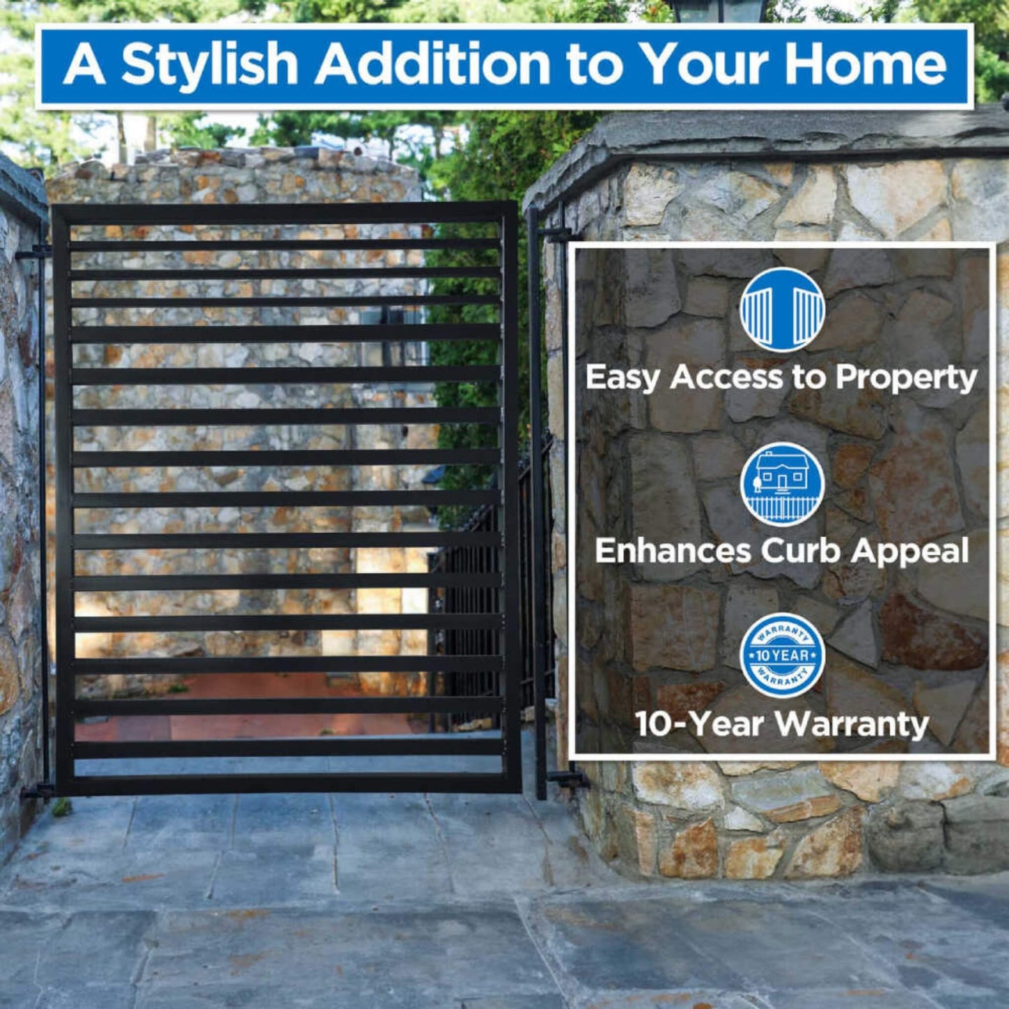 5FT Heavy-Duty Sofia Powder-Coated Galvanized Steel Pedestrian Gate (SAK12567)