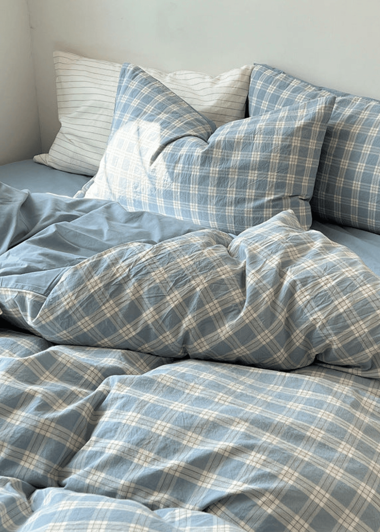 Soft Blend Plaid Bedding Set / Blue