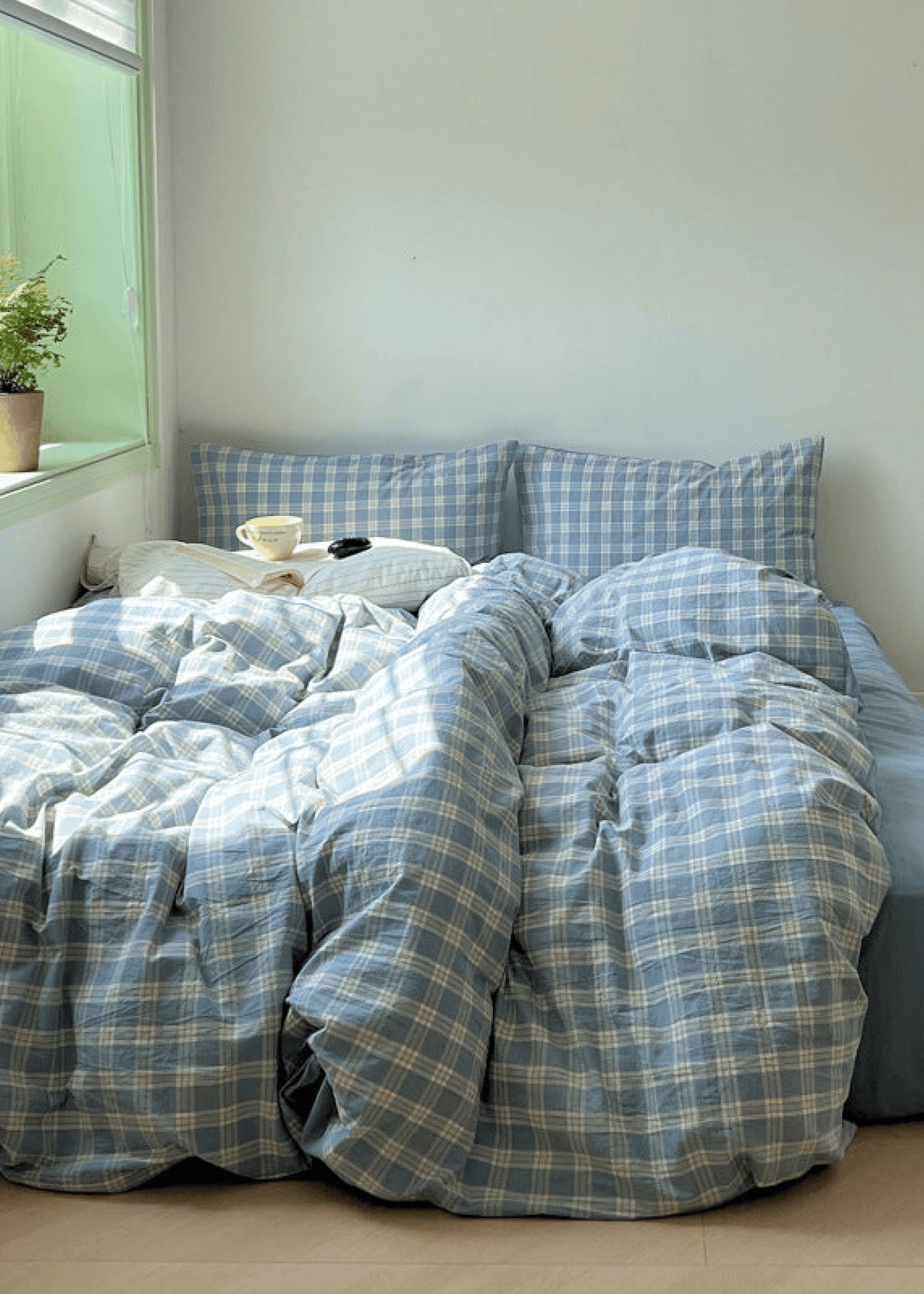 Soft Blend Plaid Bedding Set / Blue