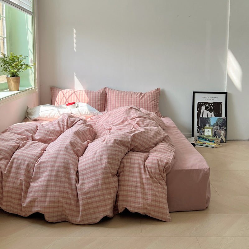 Soft Blend Plaid Bedding Set / Blue