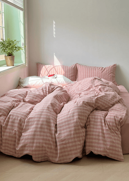Soft Blend Plaid Bedding Set / Blue