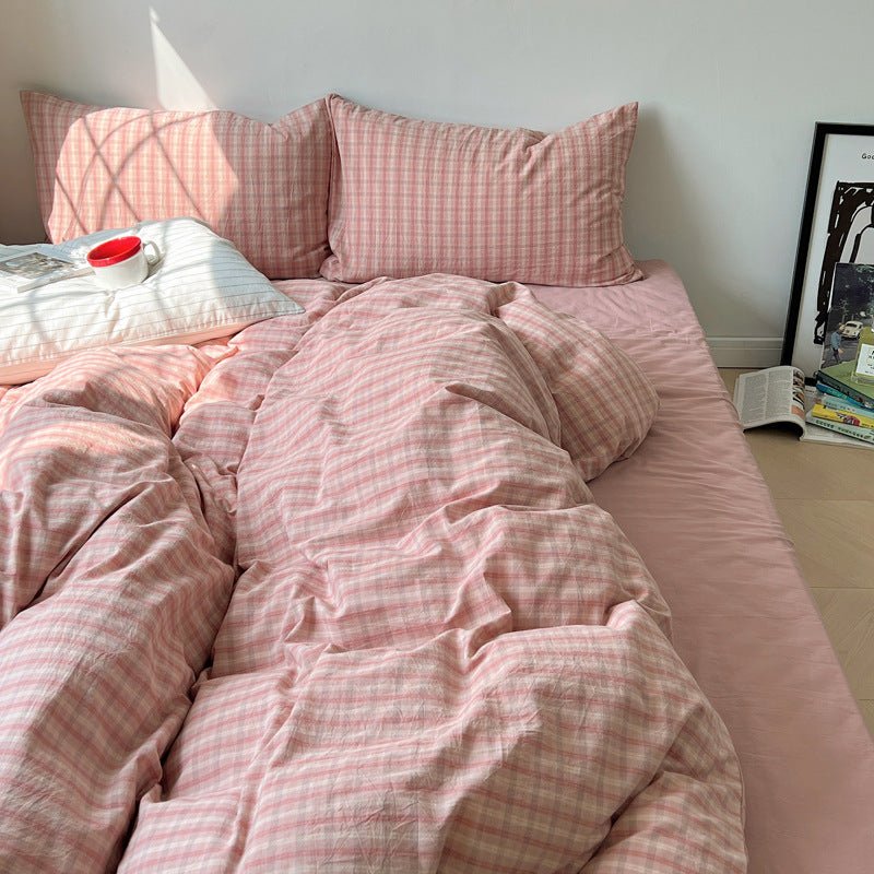 Soft Blend Plaid Bedding Set / Gray