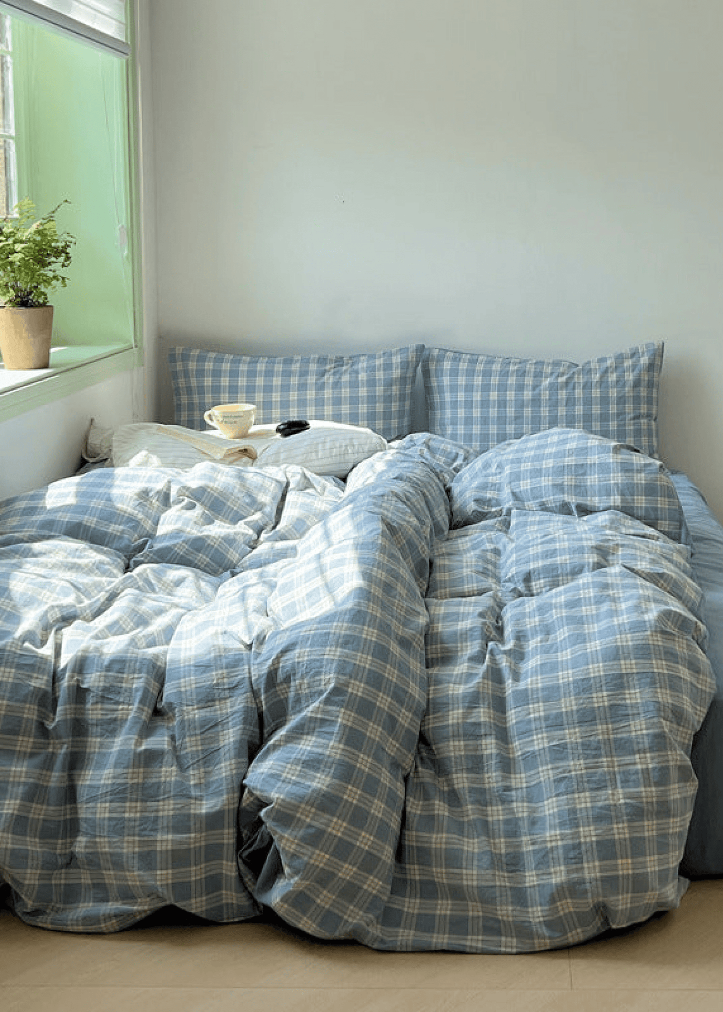 Soft Blend Plaid Bedding Set / Pink