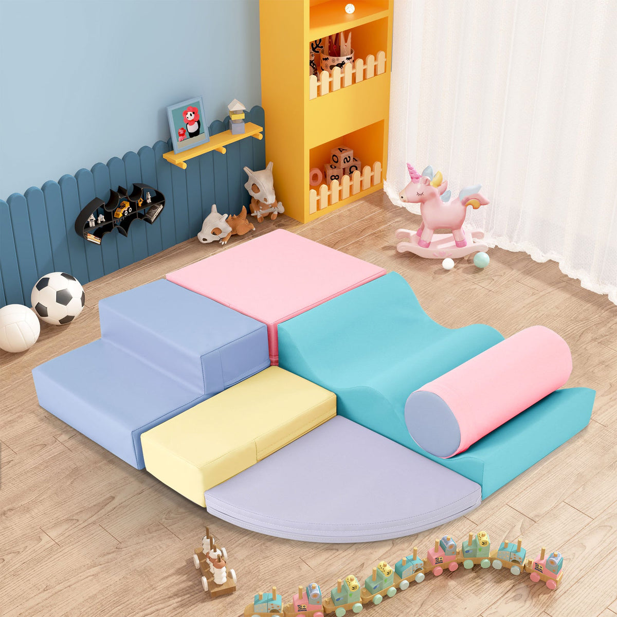 Soft Climb and Crawl Foam Playset 6-in-1 Soft Play Equipment for Active Play