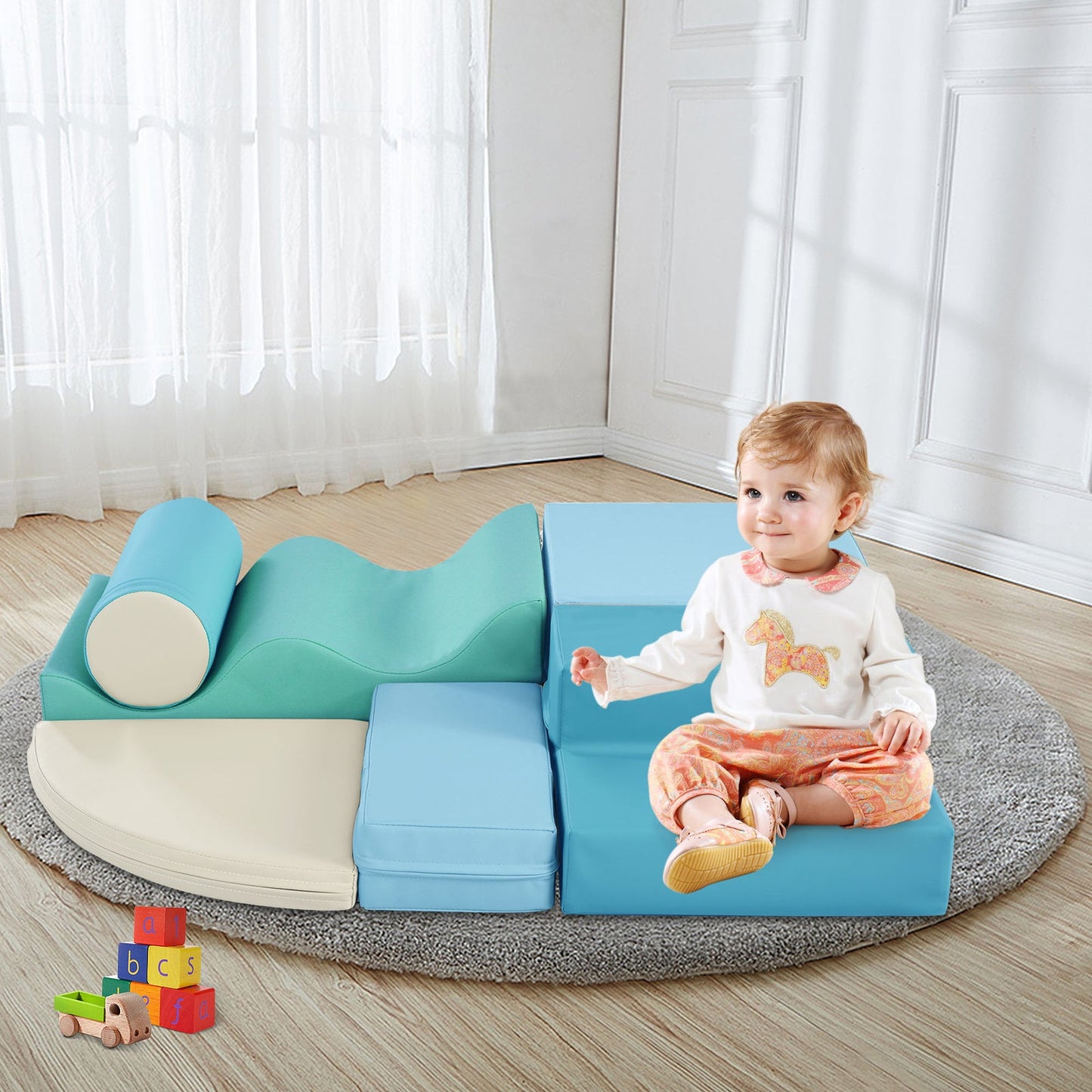 Soft Climb and Crawl Foam Playset 6-in-1 Soft Play Equipment for Kids