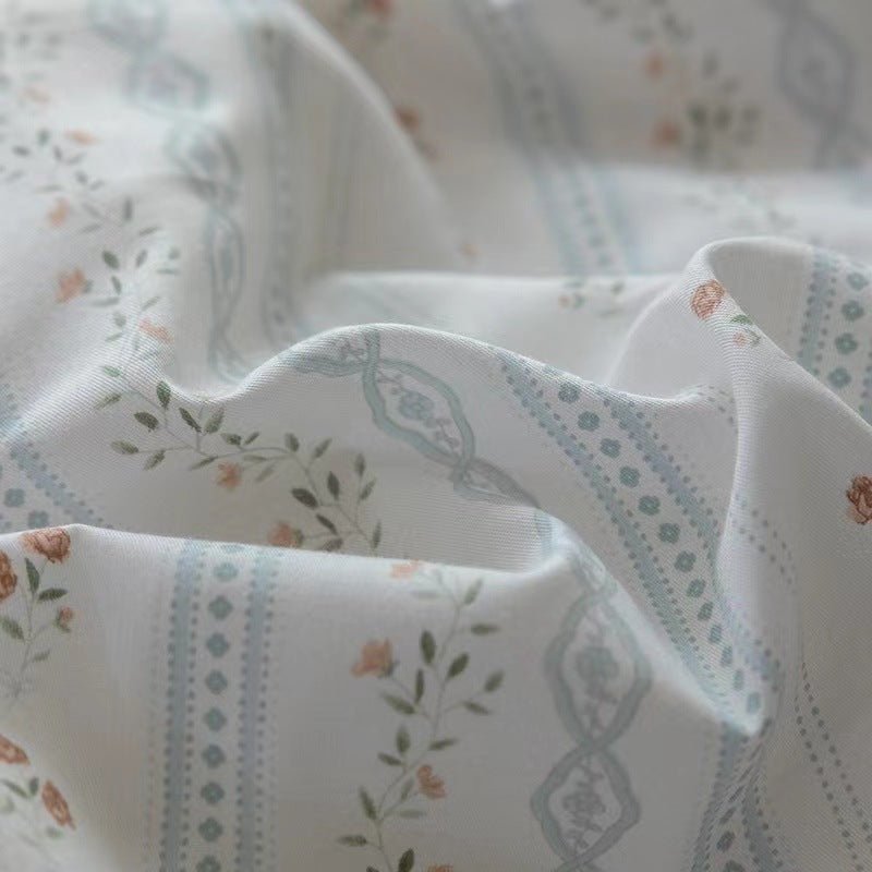 Soft Cottage Blue Ribbon Bedding Set / Blue